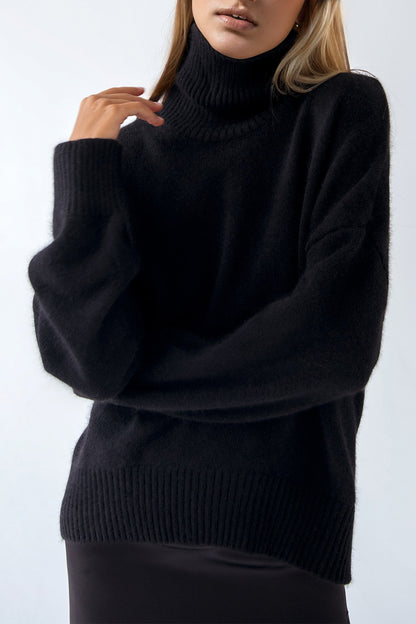 Basic Bae Turtleneck Dropped Shoulder Long Sleeve Sweater-Angel Casuals