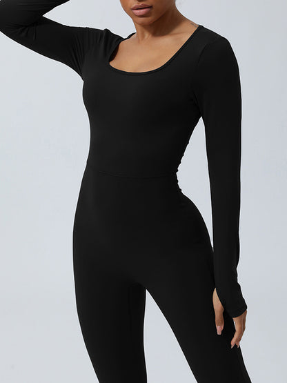 Twisted Backless Long Sleeve Jumpsuit-Angel Casuals