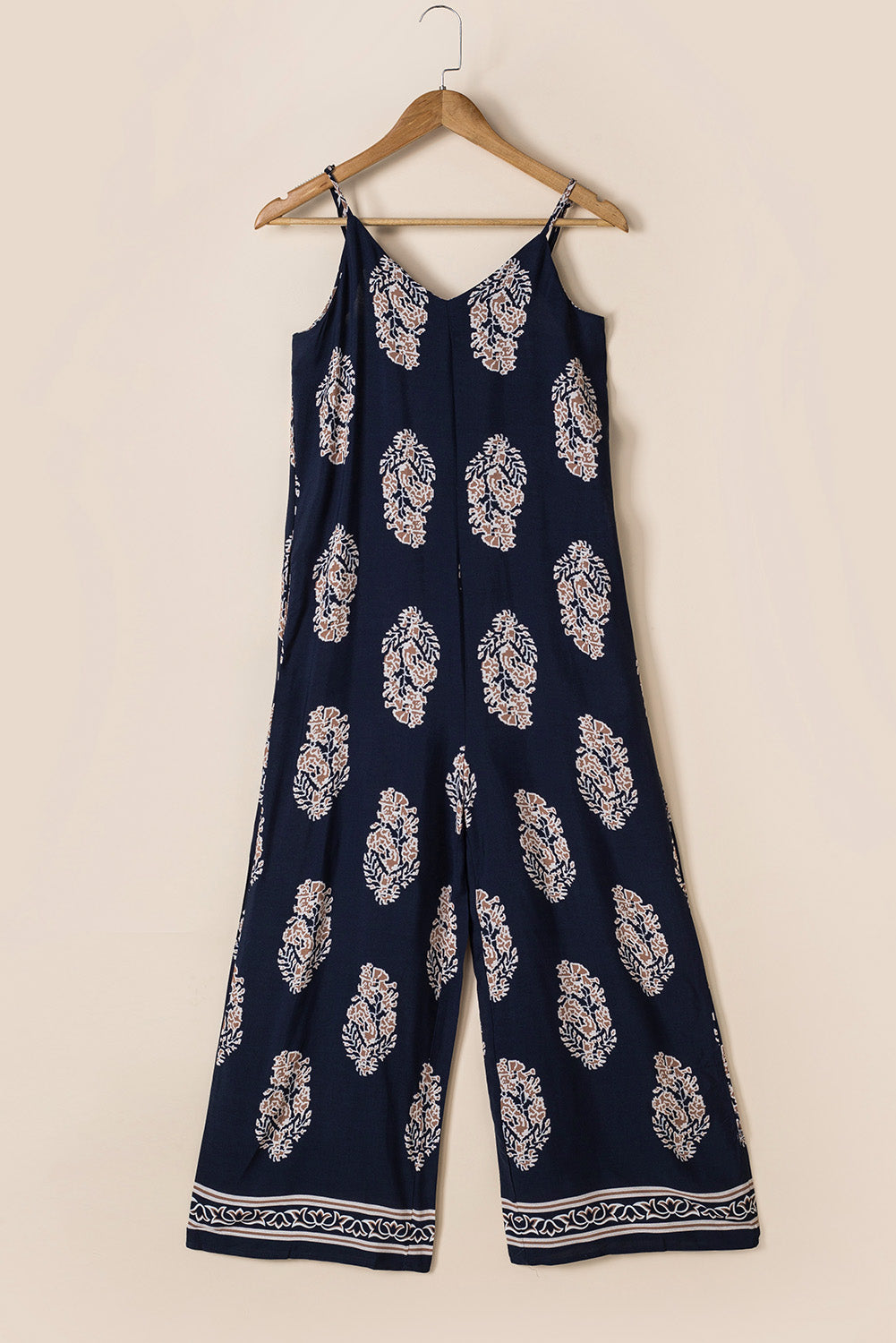 Printed V-Neck Sleeveless Jumpsuit-Angel Casuals