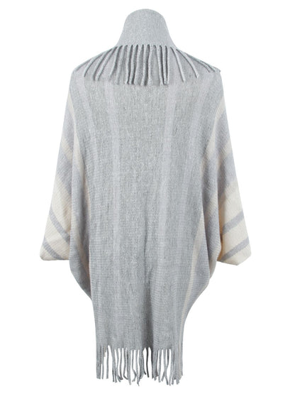 Fringe Detail Open Front Poncho-Angel Casuals