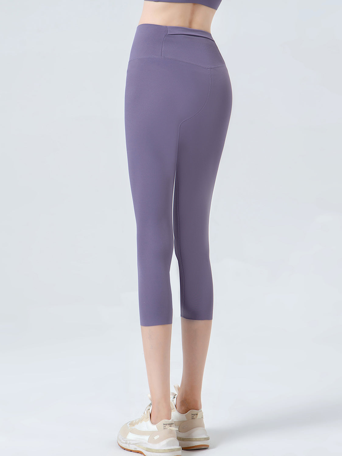 Wide Waistband Cropped Sports Leggings-Angel Casuals