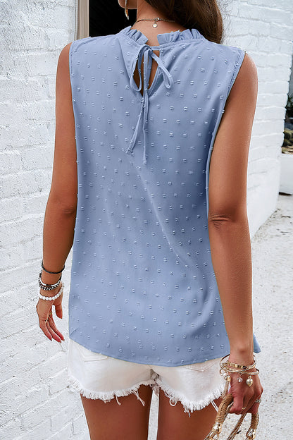 Swiss Dot Round Neck Tank-Angel Casuals