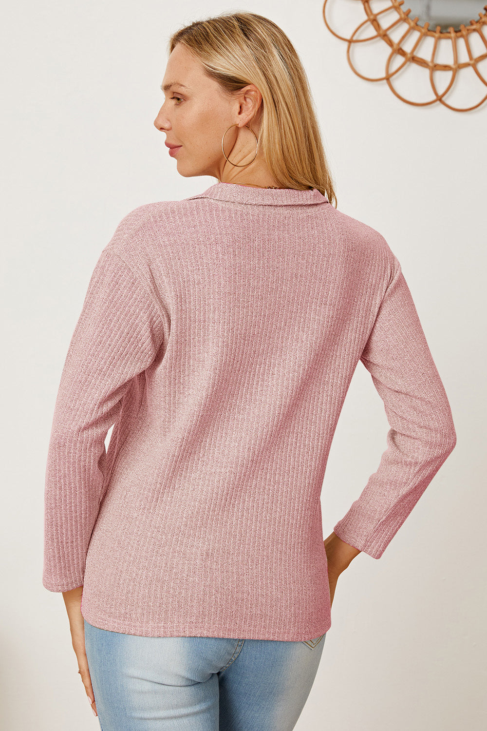 Collared Neck Dropped Shoulder T-Shirt-Angel Casuals