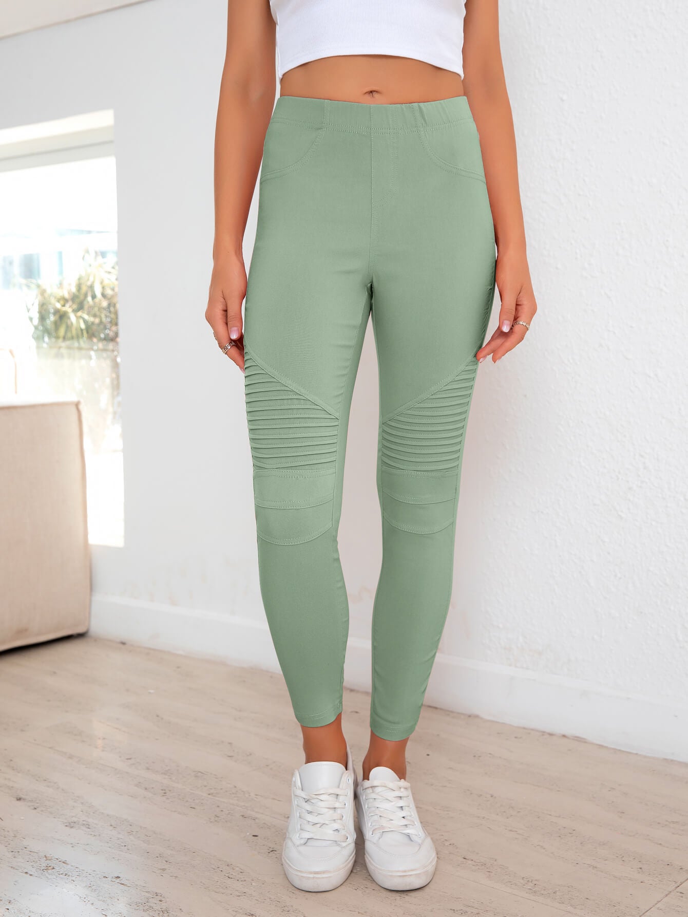 Ribbed Detail Leggings-Angel Casuals