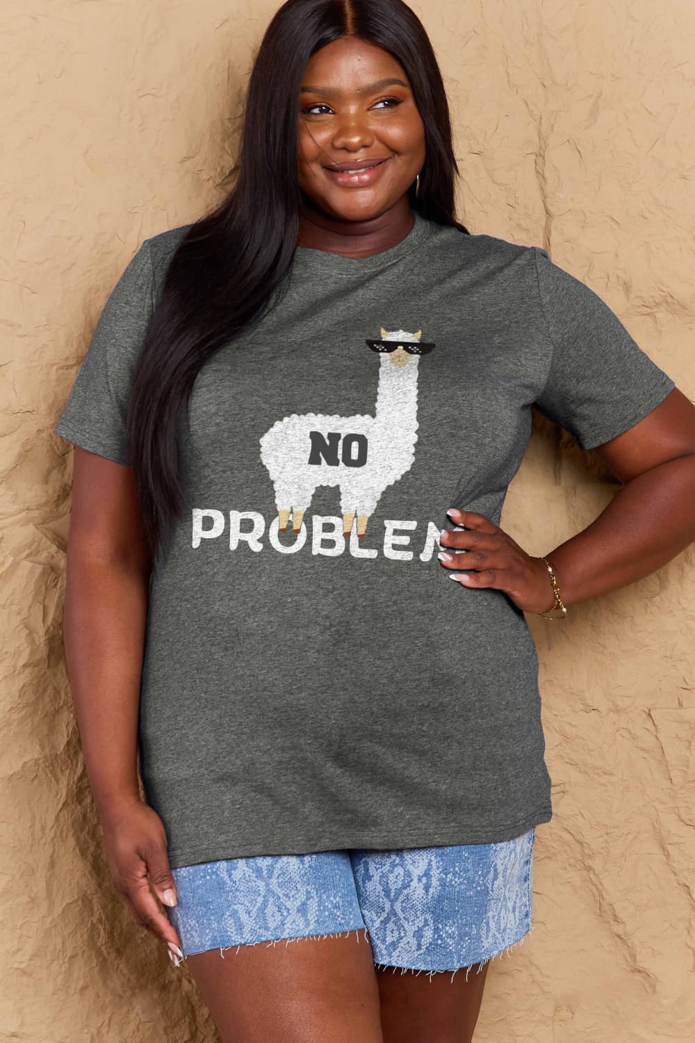 Simply Love Full Size NO PROBLEM Graphic Cotton Tee-Angel Casuals