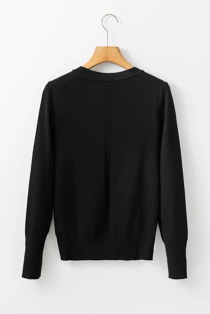 Round Neck Long Sleeve Knit Top-Angel Casuals