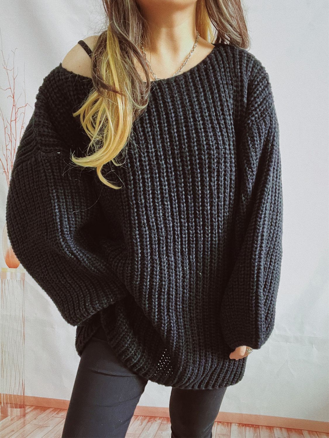 Boat Neck Long Sleeve Sweater with Belt-Angel Casuals