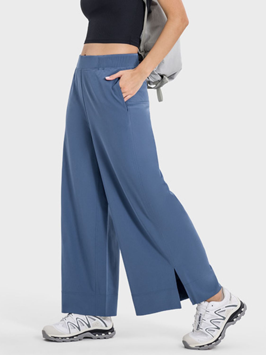 Slit Wide Leg Active Pants-Angel Casuals