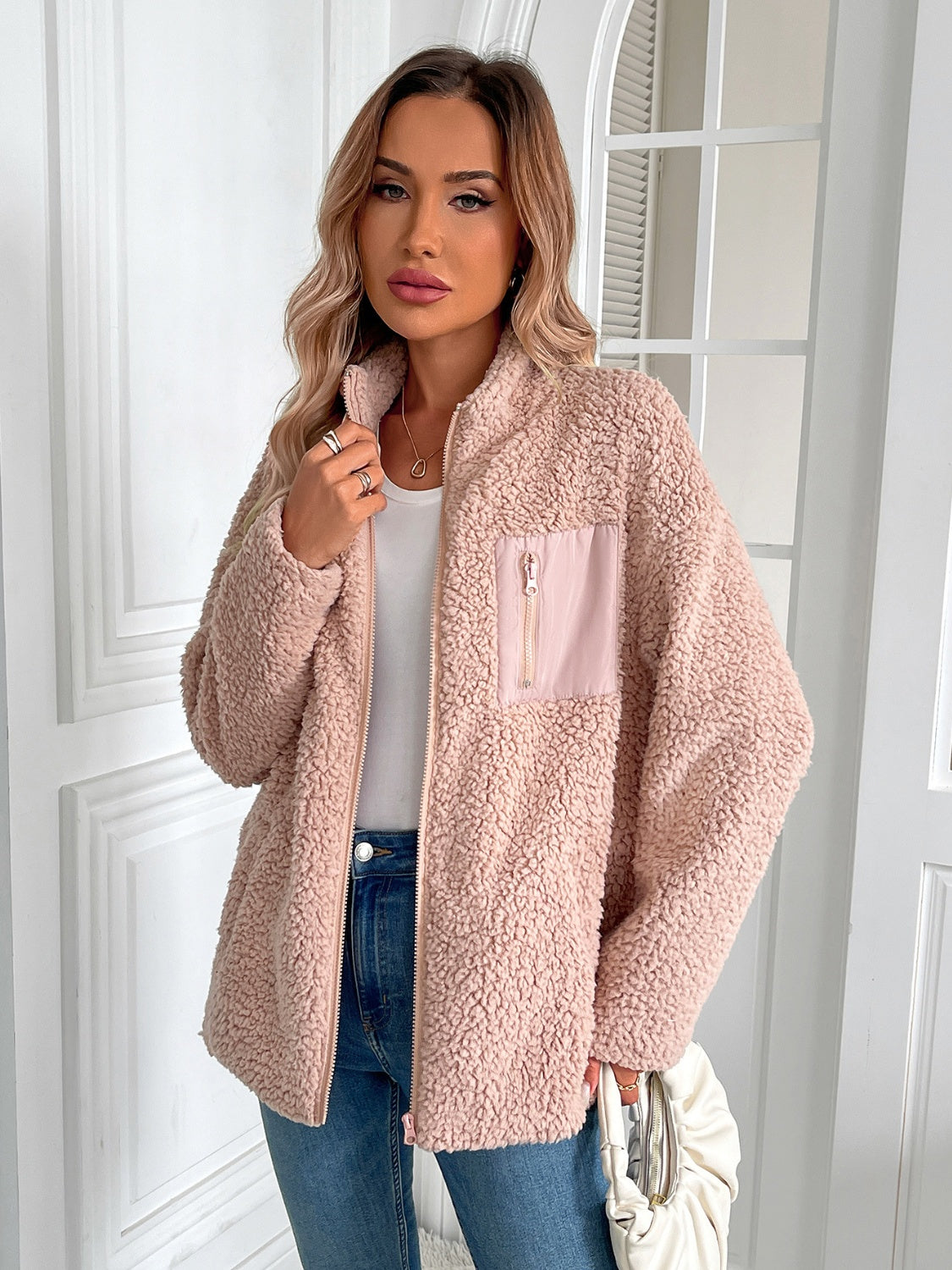 Ivy Lane Zip Up Long Sleeve Fuzzy Jacket-Angel Casuals