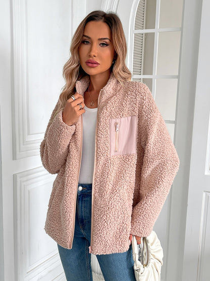 Ivy Lane Zip Up Long Sleeve Fuzzy Jacket-Angel Casuals