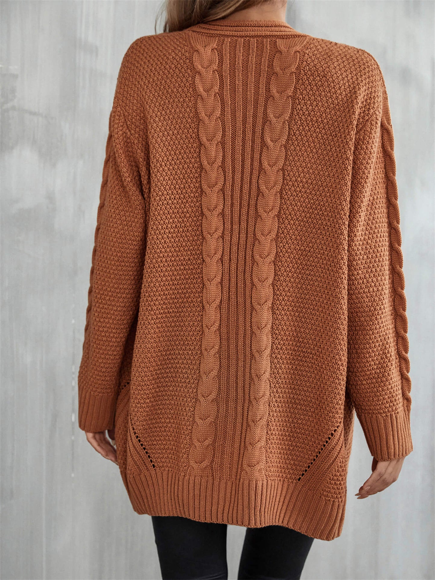 Warm Fall Mixed Knit Open Front Longline Cardigan-Angel Casuals