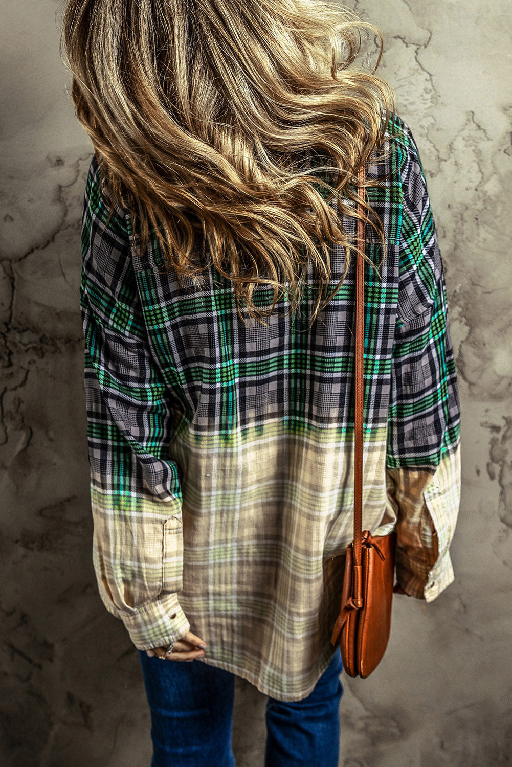 Contrast Plaid Button Up Long Sleeve Shacket-Angel Casuals