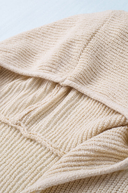 Distressed Zip Up Drawstring Hooded Cardigan-Angel Casuals