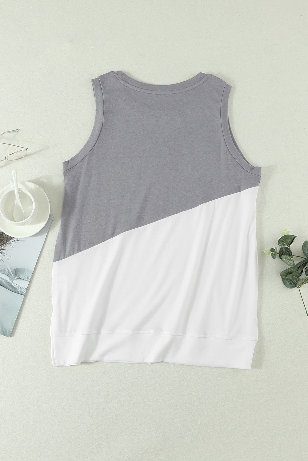 Contrast Round Neck Tank Top-Angel Casuals