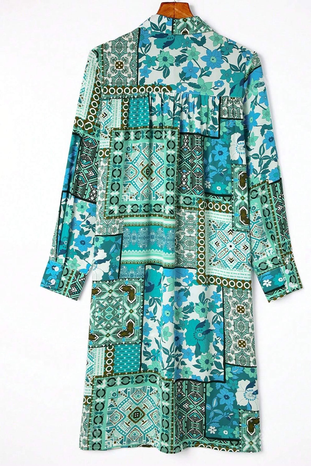 Printed Button Up Long Sleeve Cardigan-Angel Casuals
