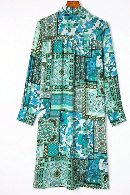 Printed Button Up Long Sleeve Cardigan-Angel Casuals