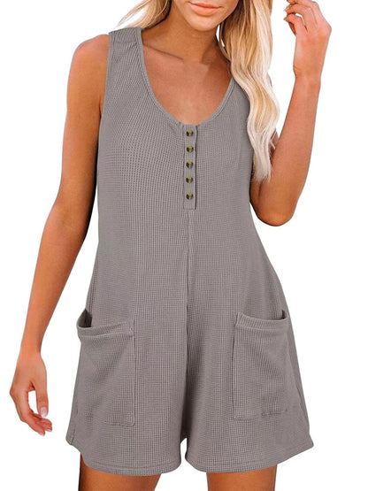 Full Size Pocketed Scoop Neck Sleeveless Romper-Angel Casuals