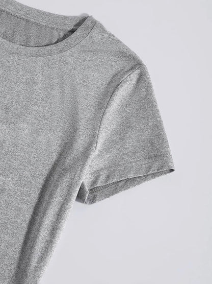 Letter Graphic Round Neck Short Sleeve T-Shirt-Angel Casuals