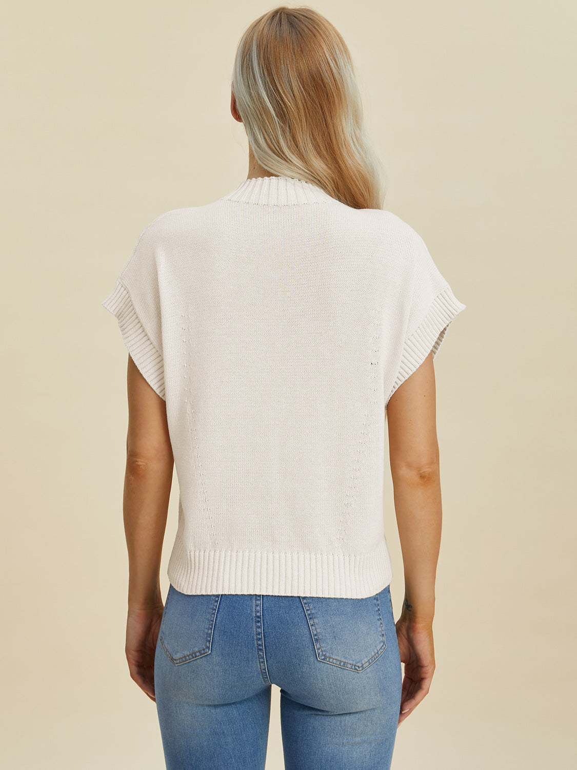 Double Take Full Size Mock Neck Short Sleeve Sweater-Angel Casuals