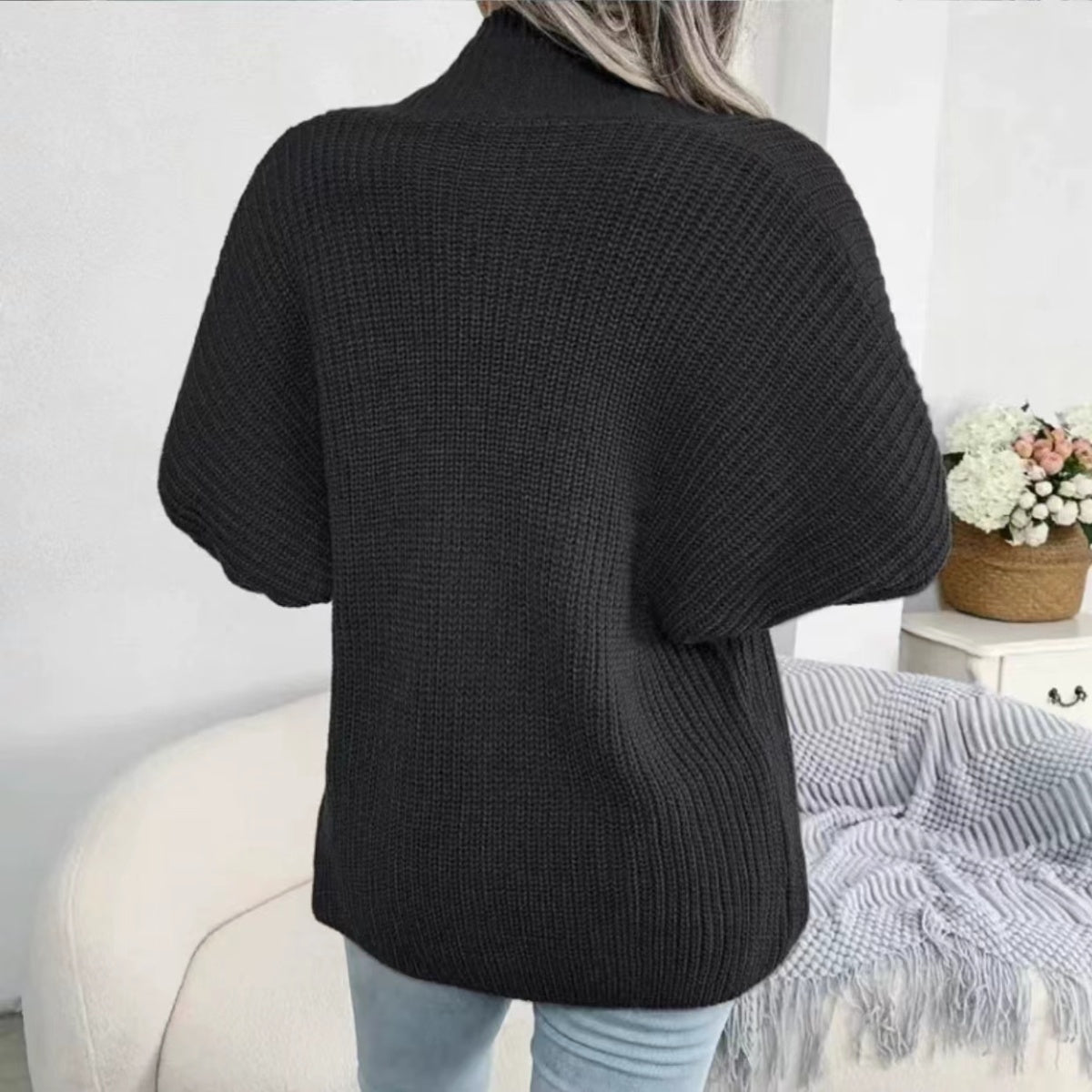 Open Front Lantern Sleeve Cardigan-Angel Casuals