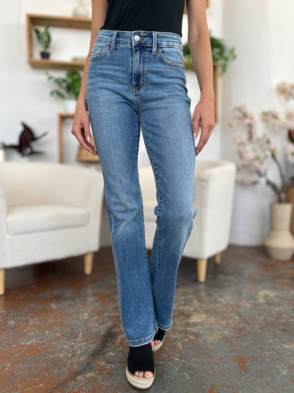 Judy Blue Full Size Mid-Rise Waist Straight Jeans-Angel Casuals