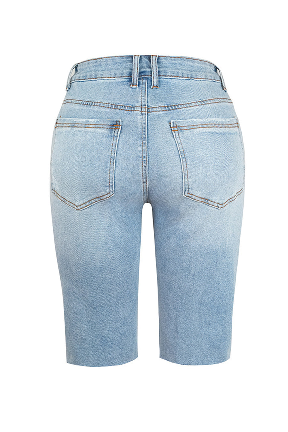 Distressed Pocketed Denim Shorts-Angel Casuals