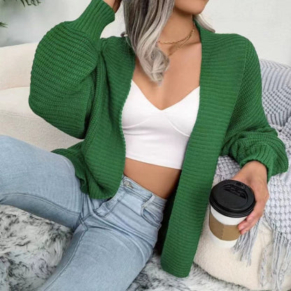 Open Front Lantern Sleeve Cardigan-Angel Casuals