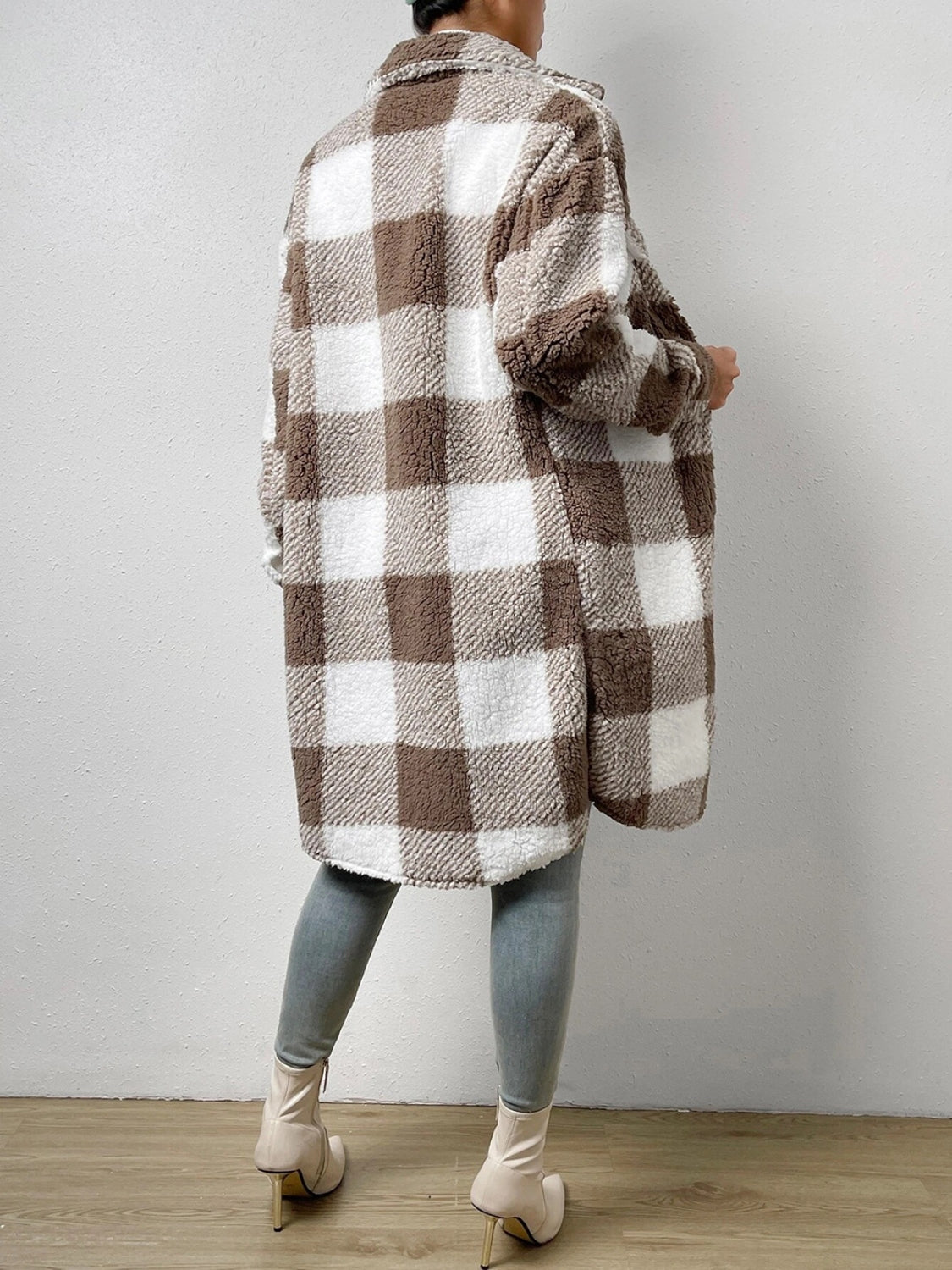 Plaid Collared Neck Button Down Coat-Angel Casuals