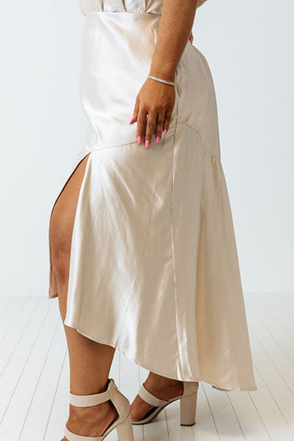 Plus Size Slit Ruffled Skirt-Angel Casuals