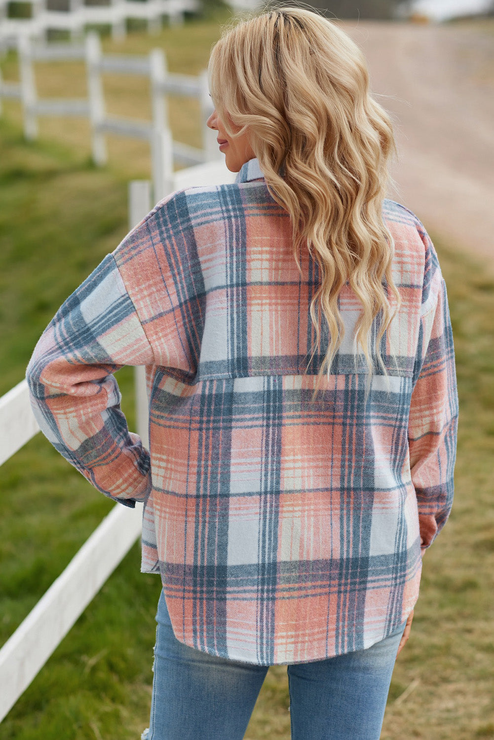 Double Take Plaid Dropped Shoulder Shacket-Angel Casuals