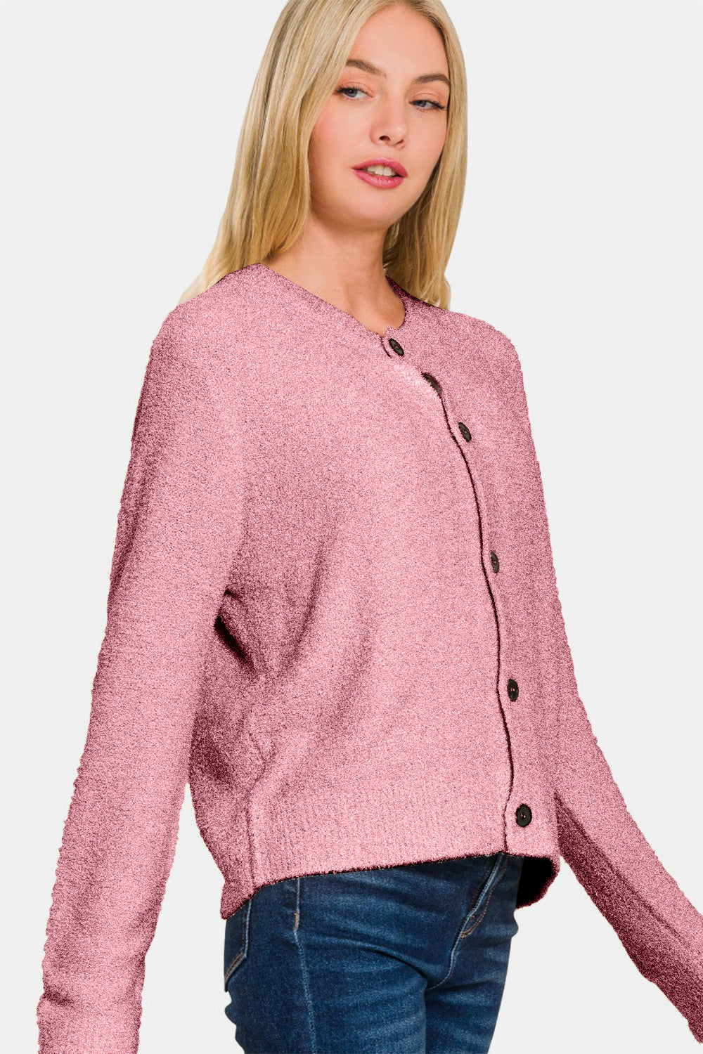 Zenana Button Down Long Sleeve Sweater Cardigan-Angel Casuals