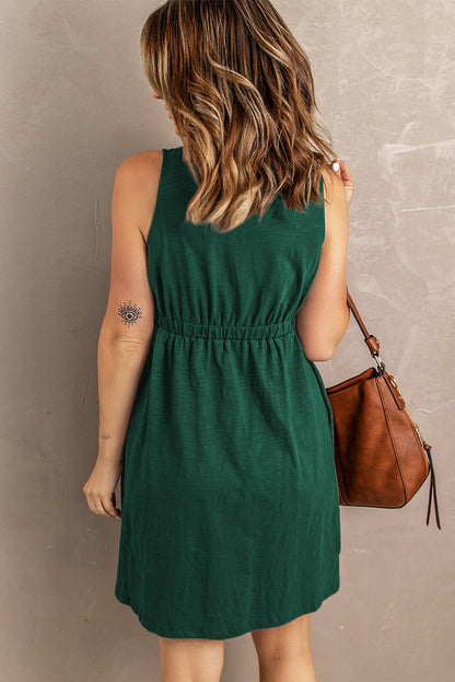 Sleeveless Button Down Mini Magic Dress-Angel Casuals