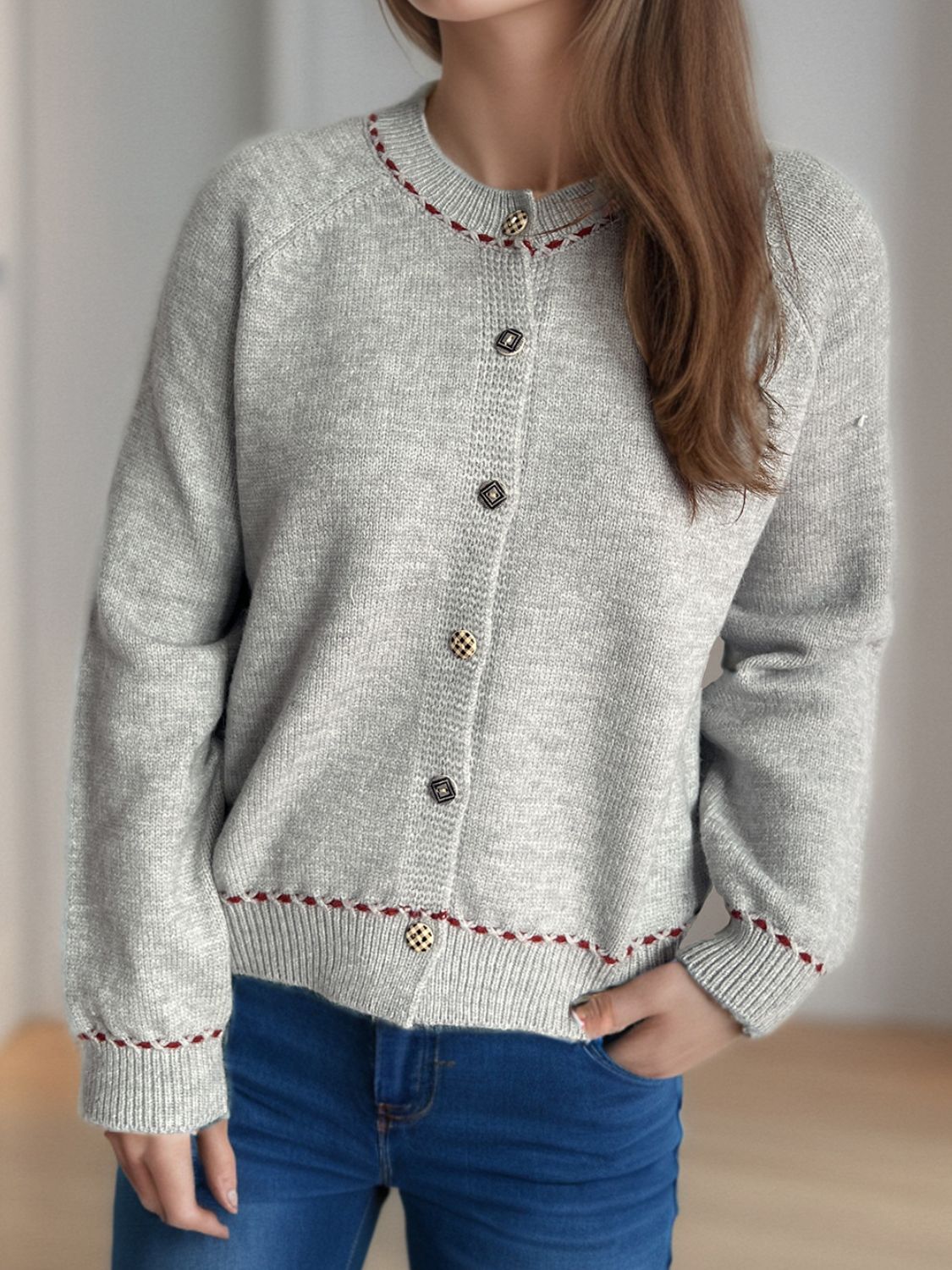 Button Down Long Sleeve Cardigan-Angel Casuals