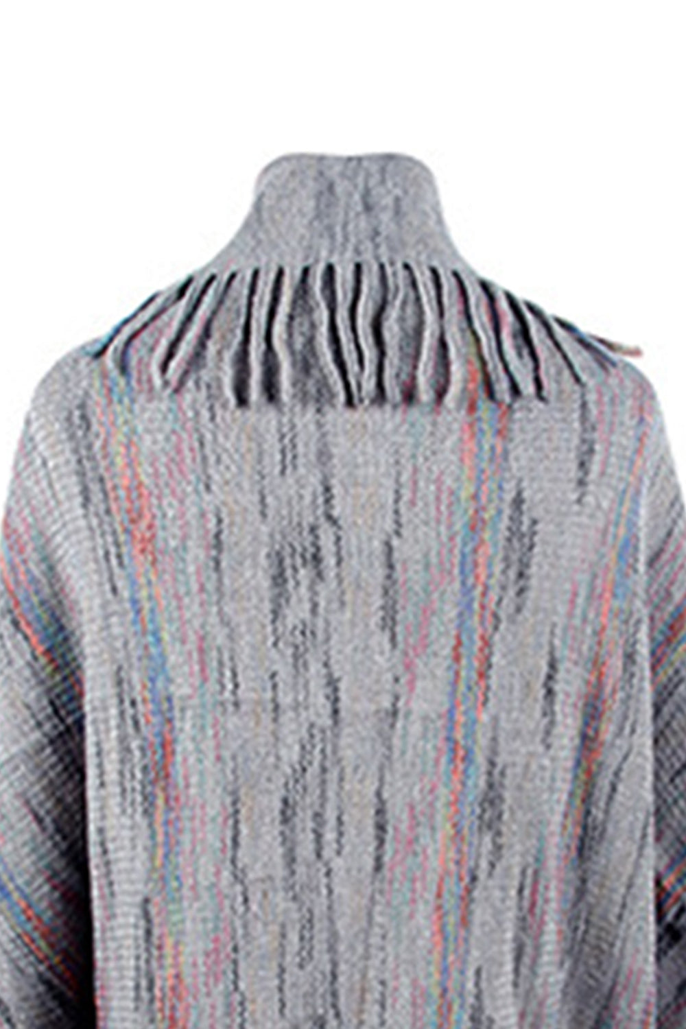 Fringe Detail Printed Poncho-Angel Casuals