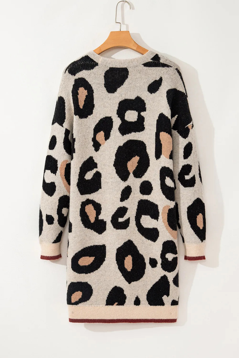 Leopard Open Front Long Sleeve Cardigan-Angel Casuals