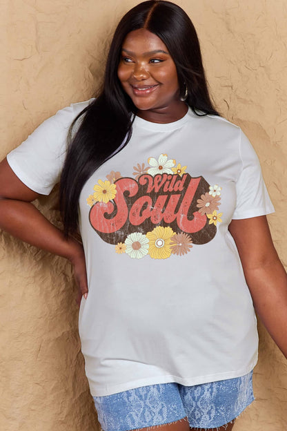 Simply Love Full Size WILD SOUL Graphic Cotton T-Shirt-Angel Casuals