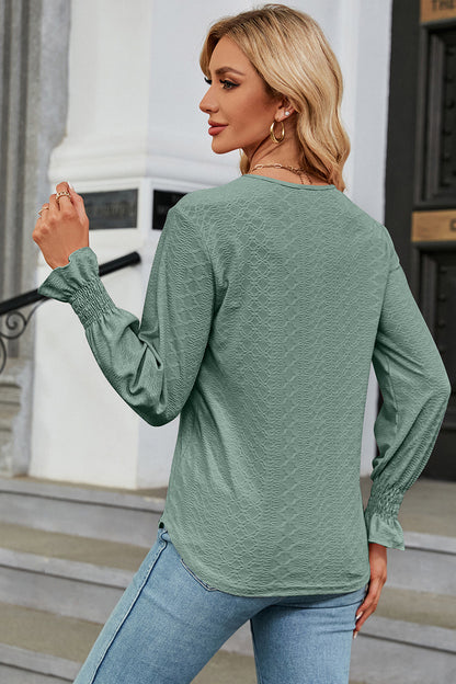 V-Neck Flounce Sleeve T-Shirt-Angel Casuals
