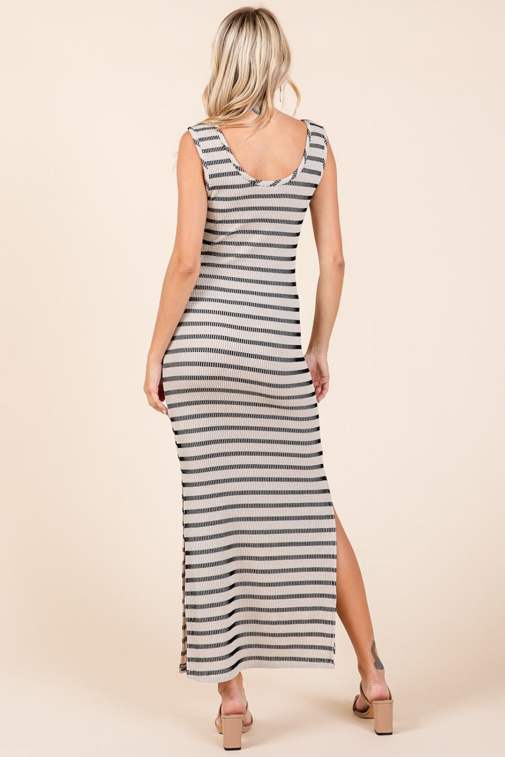 Mittoshop Striped Scoop Neck Sleeveless Maxi Dress-Angel Casuals