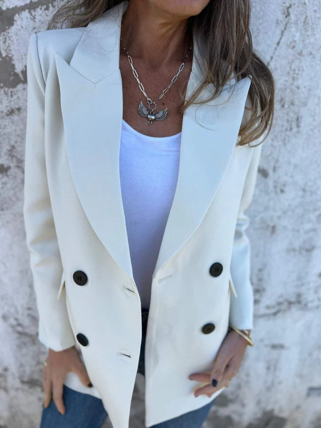 Full Size Collared Neck Long Sleeve Blazer-Angel Casuals
