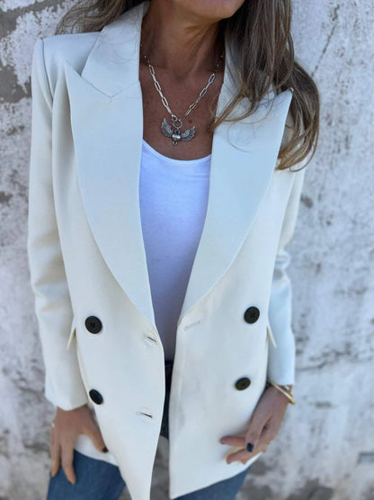 Full Size Collared Neck Long Sleeve Blazer-Angel Casuals
