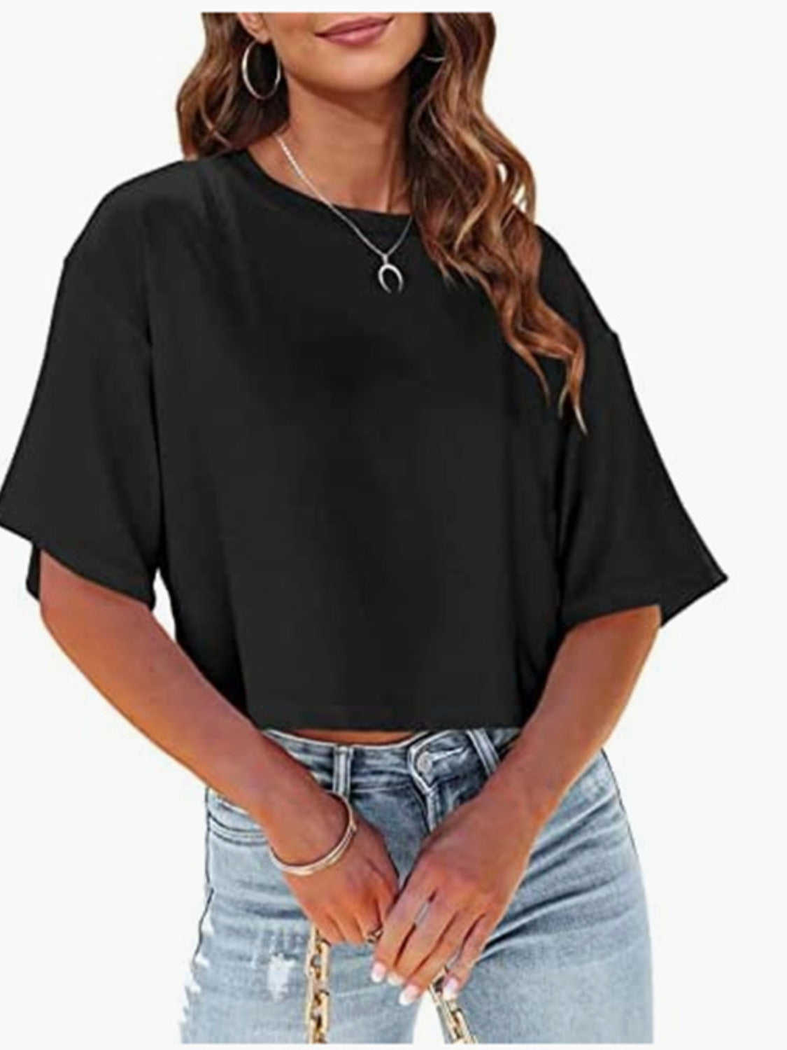 Round Neck Half Sleeve T-Shirt-Angel Casuals