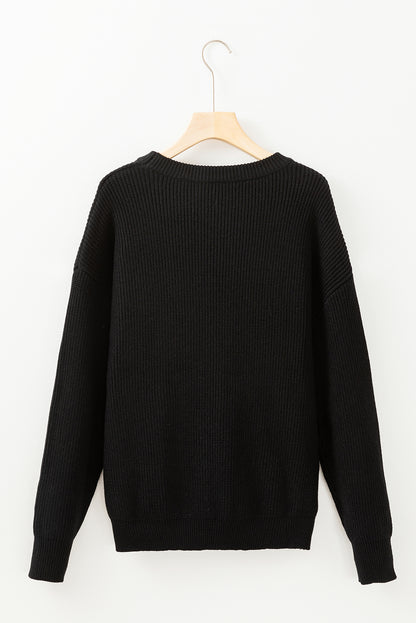 HELLO PUMPKIN Round Neck Long Sleeve Sweater-Angel Casuals