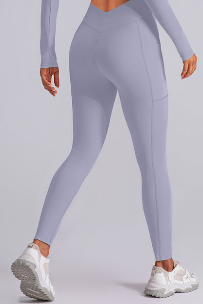 High Waist Active Leggings with Pockets-Angel Casuals