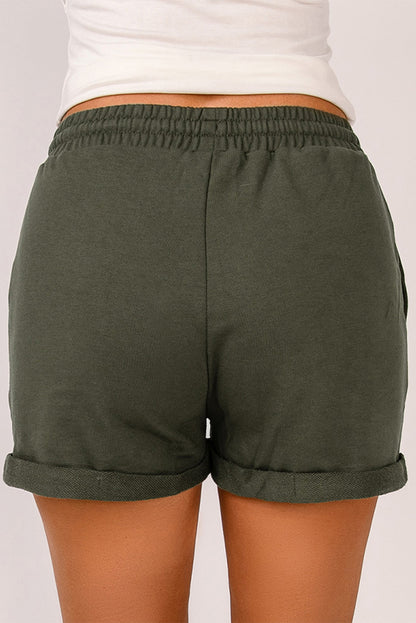 Drawstring Waist Cuffed Shorts-Angel Casuals