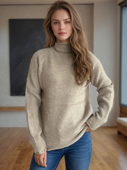 Turtleneck Long Sleeve Sweater-Angel Casuals