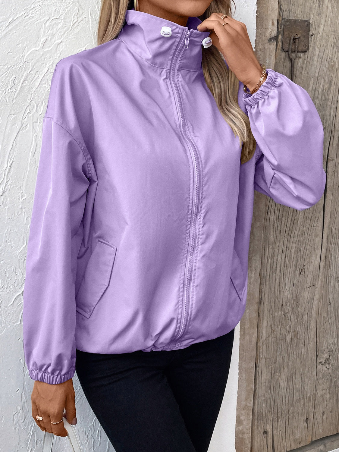 Ivy Lane Pocketed Zip Up Long Sleeve Jacket-Angel Casuals