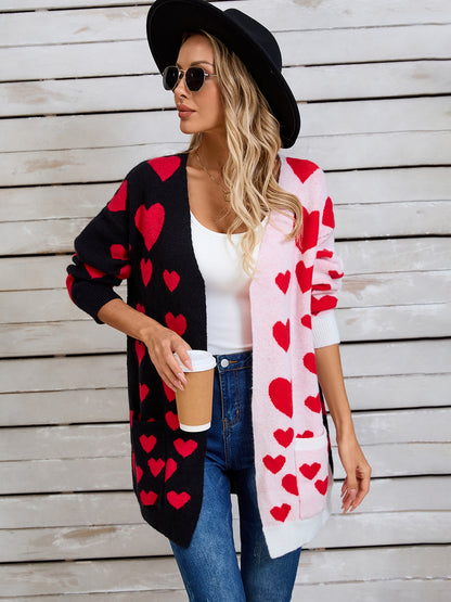 Angel Wings Heart Open Front Long Sleeve Cardigan-Angel Casuals