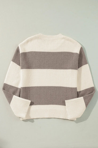 Color Block Round Neck Sweater-Angel Casuals