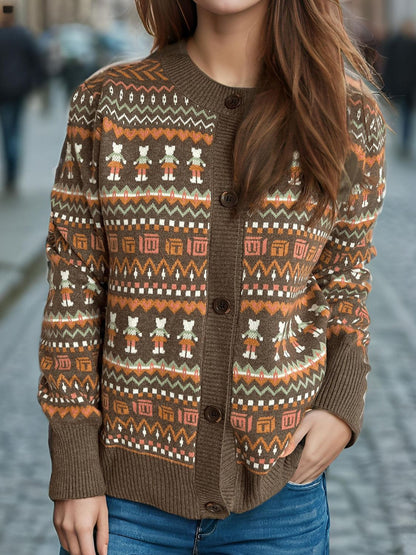 Graphic Button Down Long Sleeve Cardigan-Angel Casuals