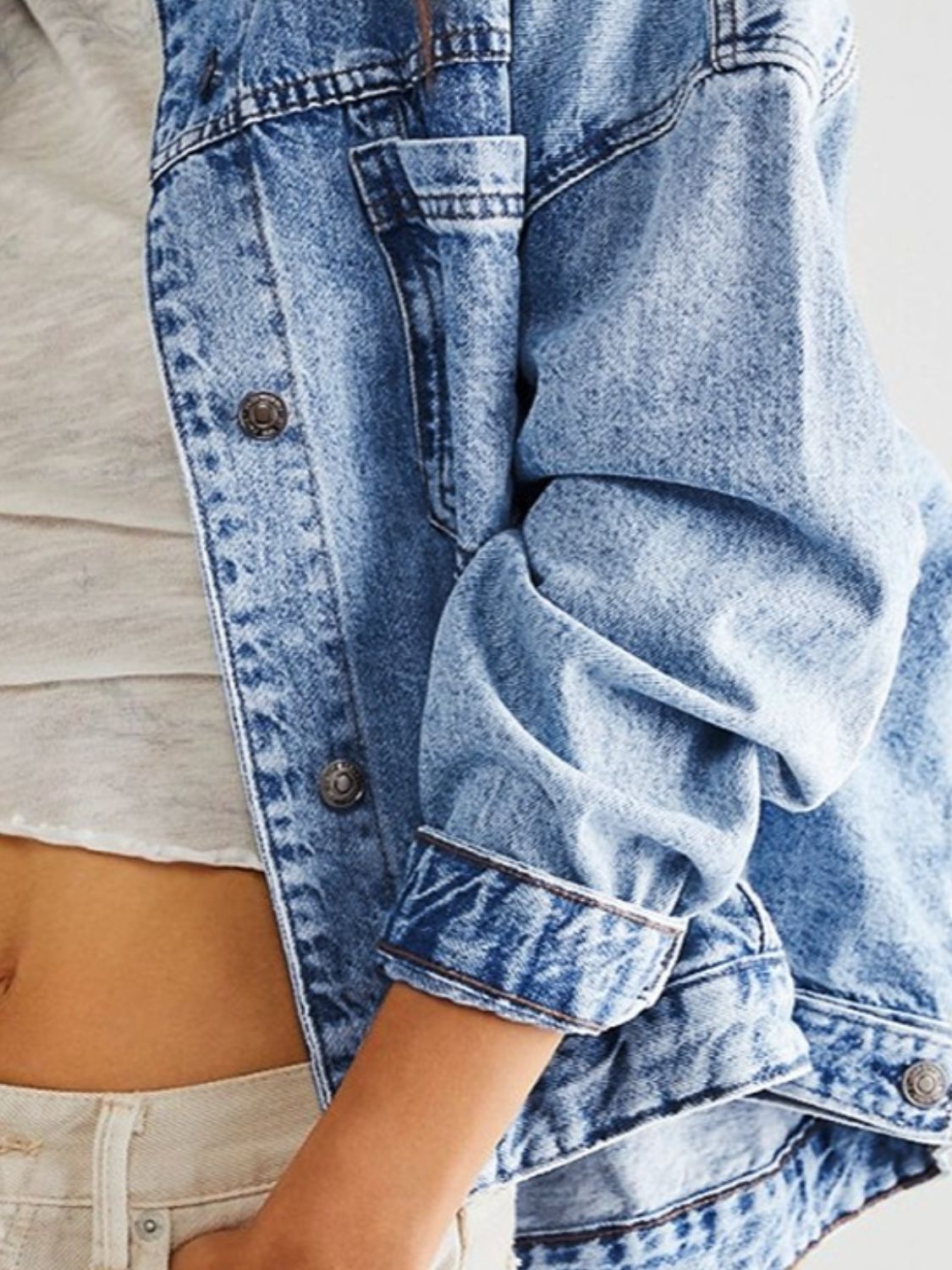 Pocketed Button Up Denim Jacket-Angel Casuals